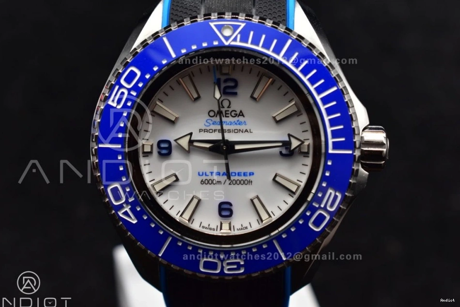 Bezel Ultra on White Deep Seamaster Edition Strap Dial 1:1 Blue Ceramic Black TF Rubber SS 6000M A2824 Best 0211